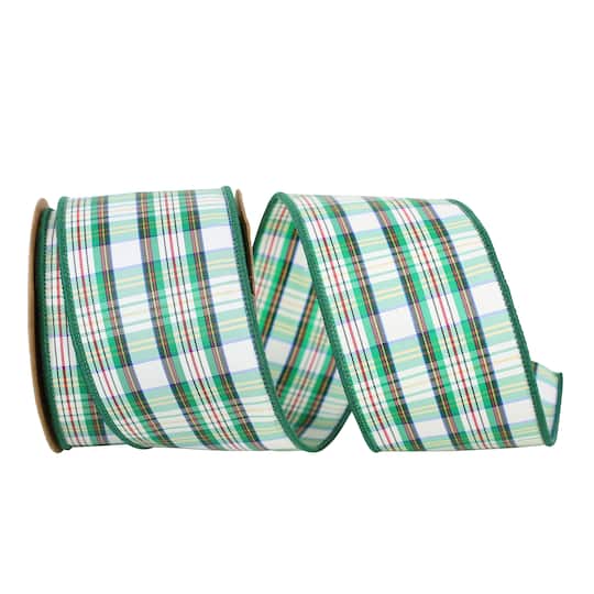 JAM Paper 2.5" x 10yd. Petersburg Wired Edge Plaid Ribbon